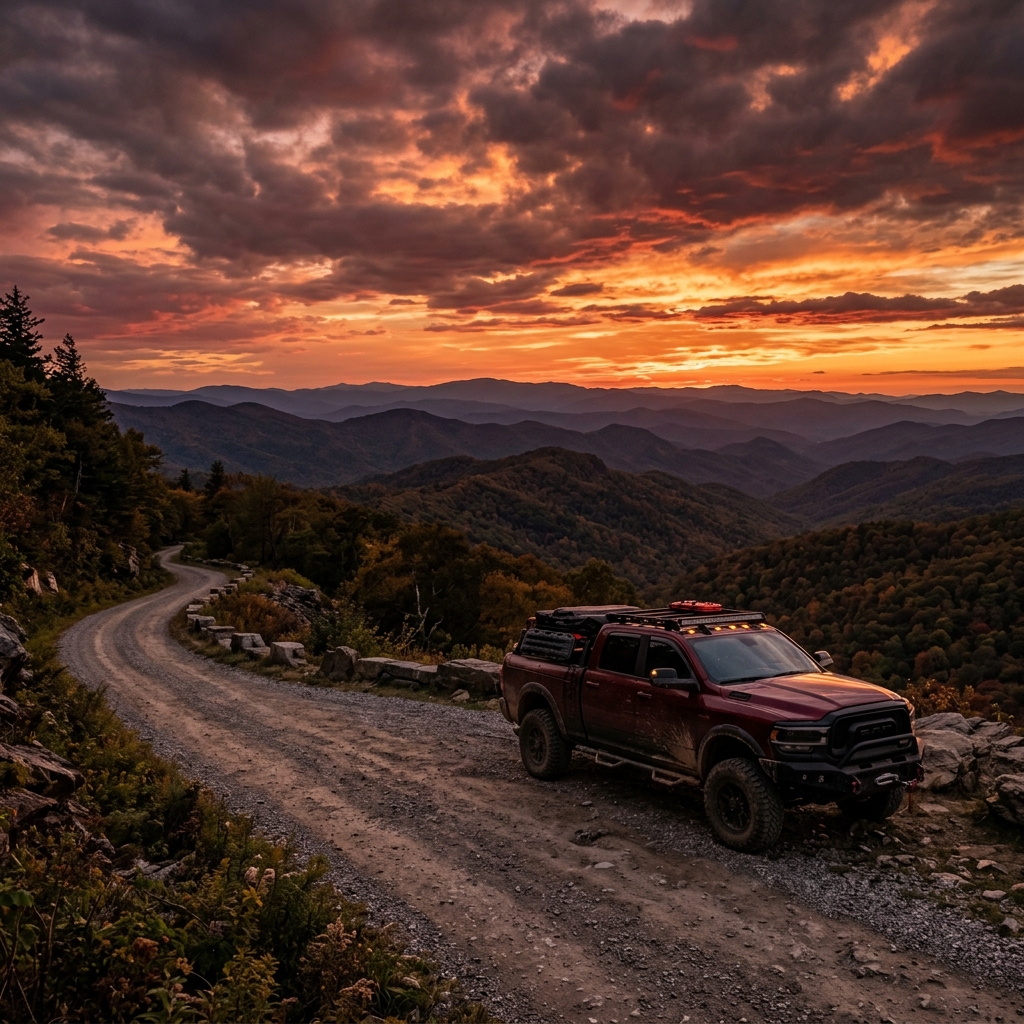 Used pickup truck on Tennessee mountain road - Fast Track Automotive Bristol TN